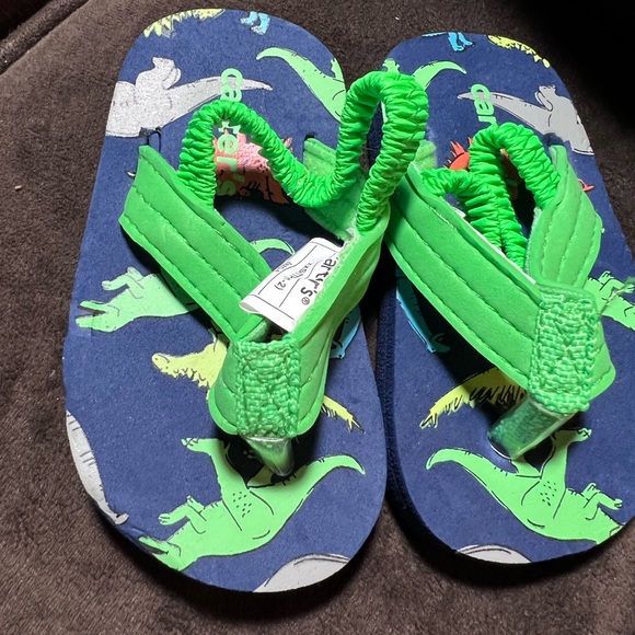 Carter’s dinosaurs flip flops/ sandals. Size XXS 1-2 - Picture 2 of 5